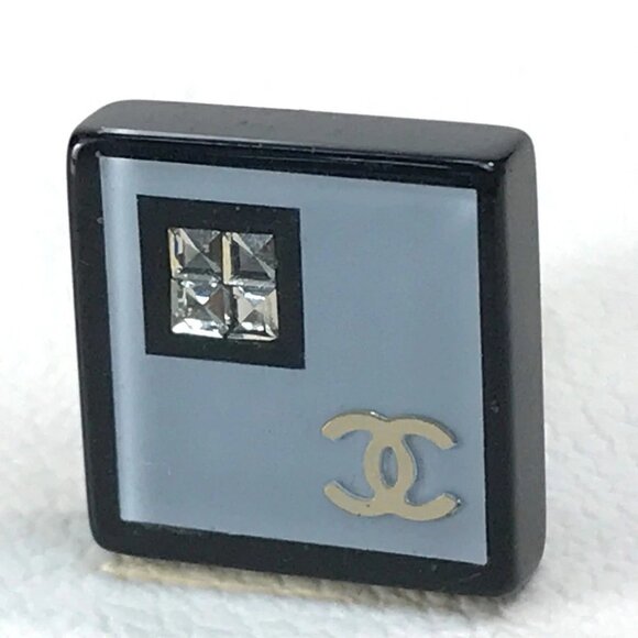 CHANEL CC Mark Square Coco Rhinestone Earrings Accessories Plastic Light blue - Picture 7 of 7